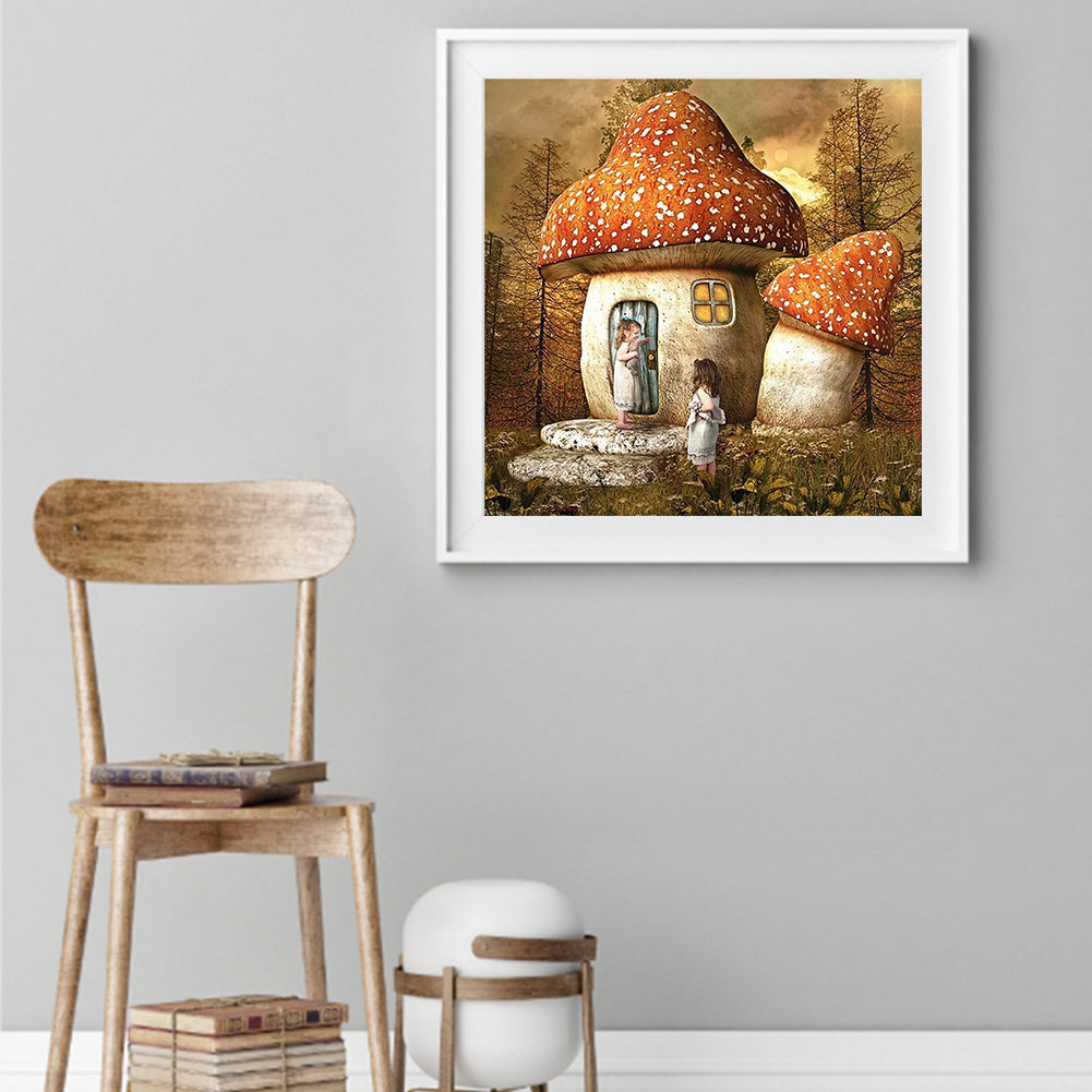 Mushroom House - Full Round Drill Diamond Painting 40*40CM