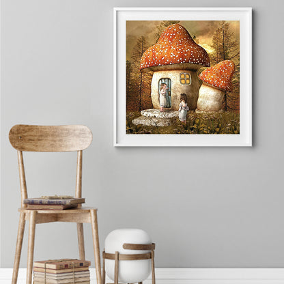 Mushroom House - Full Round Drill Diamond Painting 40*40CM