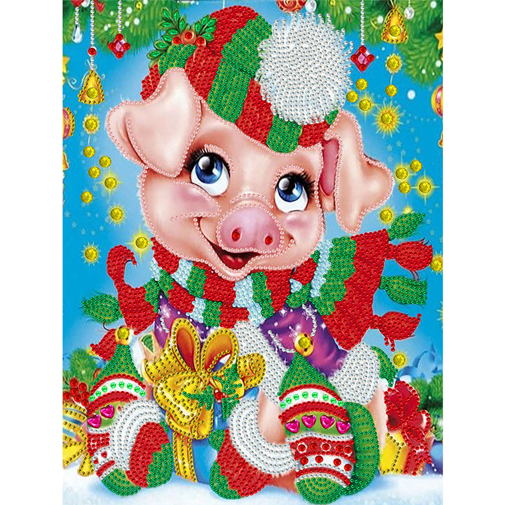 Animals In Christmas Mood - Festive Cow - Special Shaped Drill Diamond Paiting 30*40CM