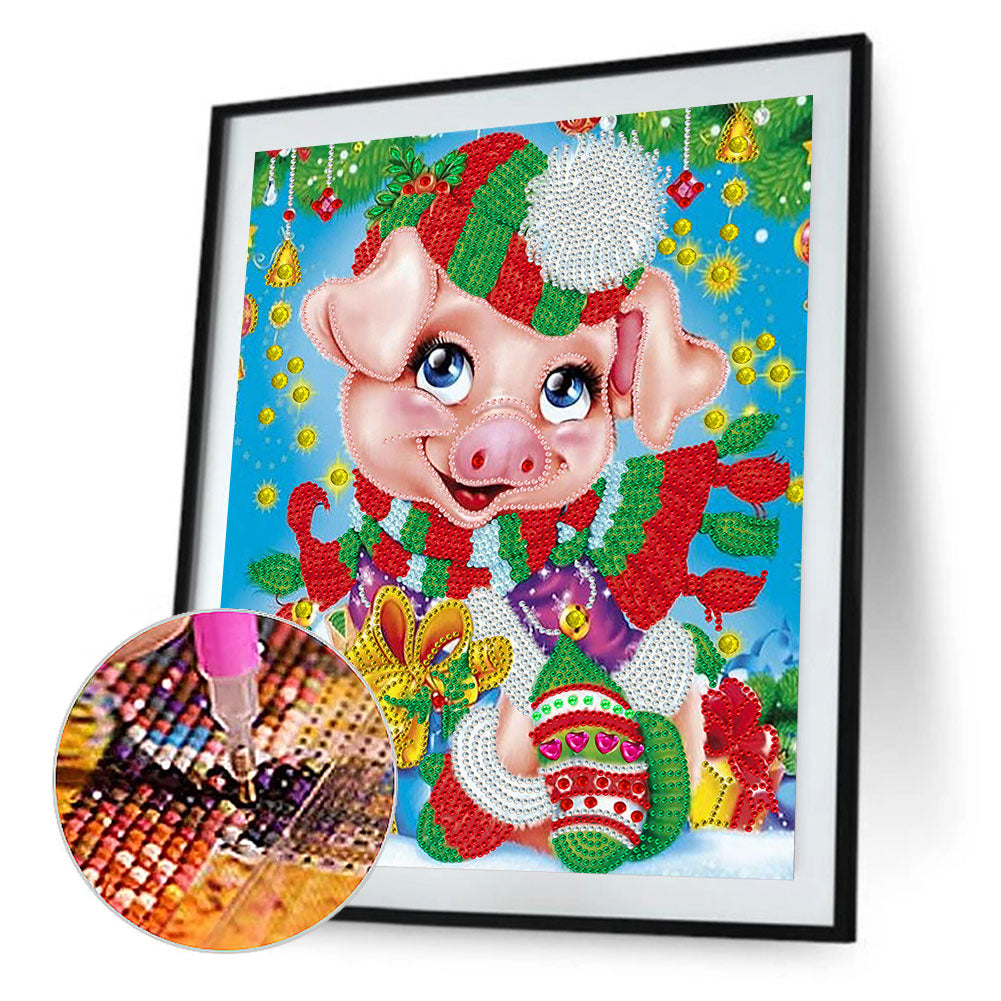 Animals In Christmas Mood - Festive Cow - Special Shaped Drill Diamond Paiting 30*40CM