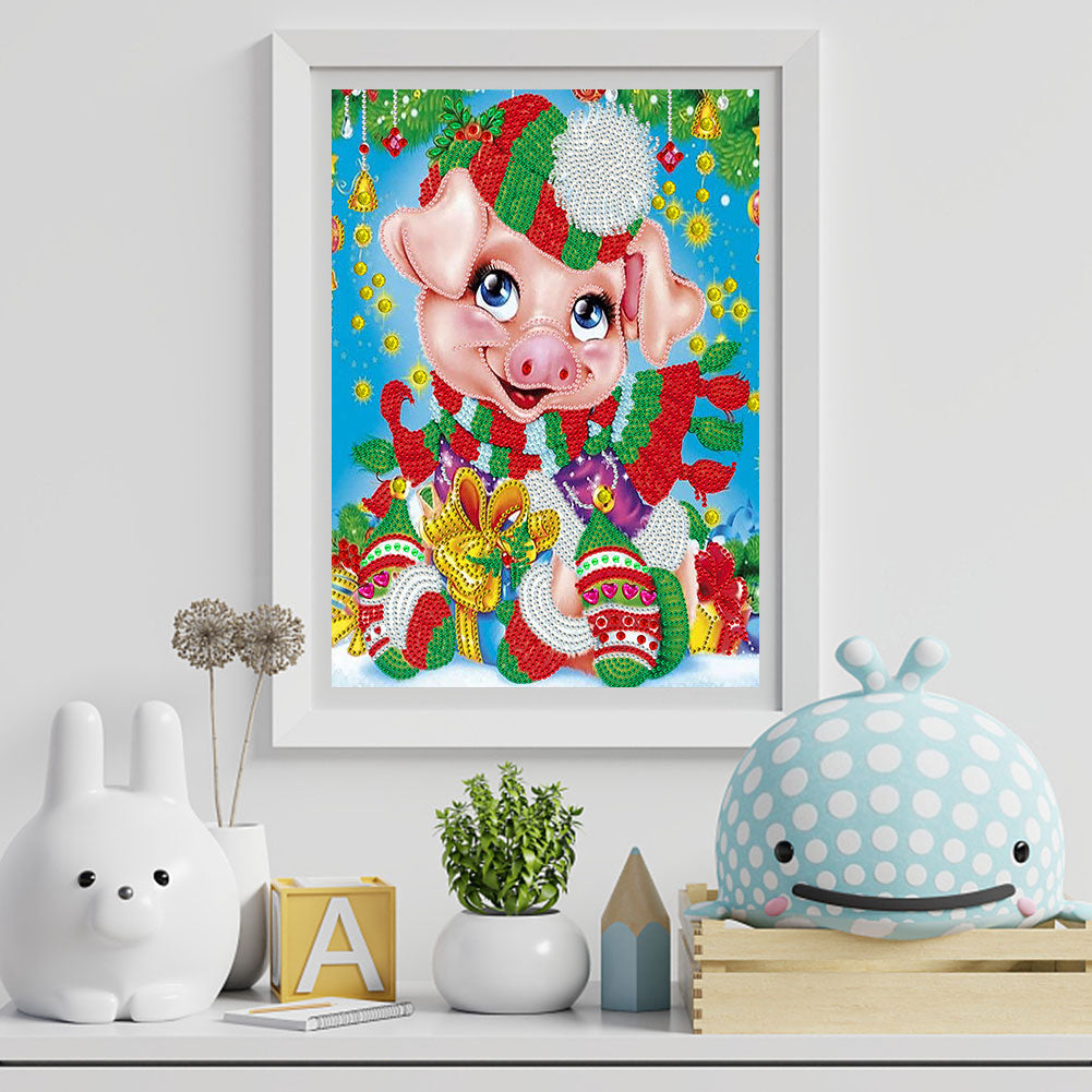 Animals In Christmas Mood - Festive Cow - Special Shaped Drill Diamond Paiting 30*40CM