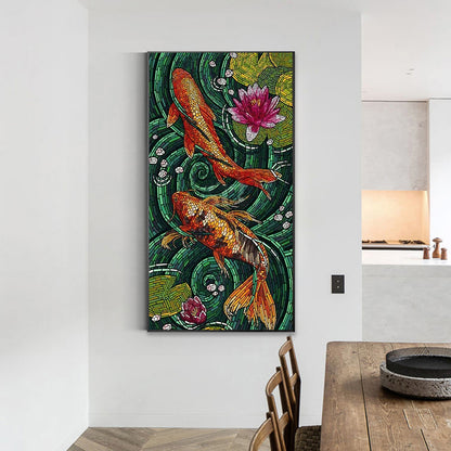 Glass Mosaic Goldfish - Full Round Drill Diamond Painting 40*80CM