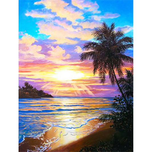 Sea ??Sunset - Full Round Drill Diamond Painting 30*40CM