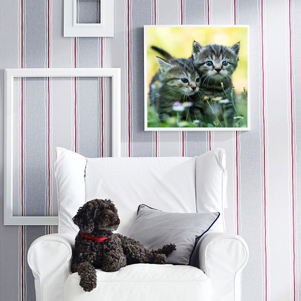 Two Kittens - Full Round Drill Diamond Painting 40*40CM