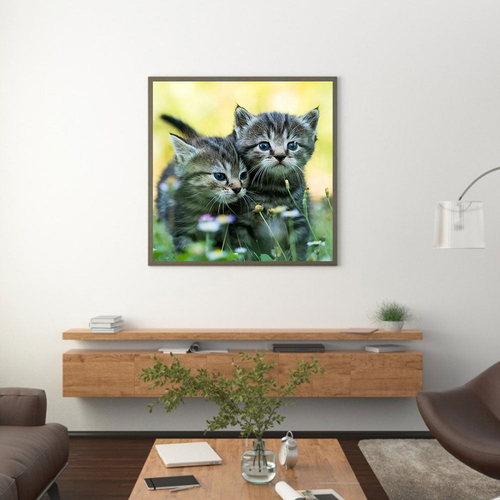 Two Kittens - Full Round Drill Diamond Painting 40*40CM