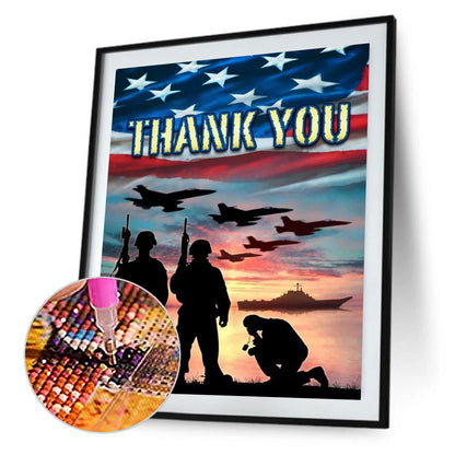 Independence Day American Soldier 40*50CM(Canvas) Full Round Drill Diamond Painting