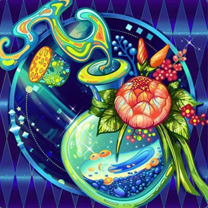 Colorful Flower Bottle - Full Round Drill Diamond Painting 30*30CM