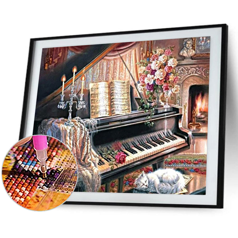 Piano 60*50CM(Canvas) Full Round Drill Diamond Painting