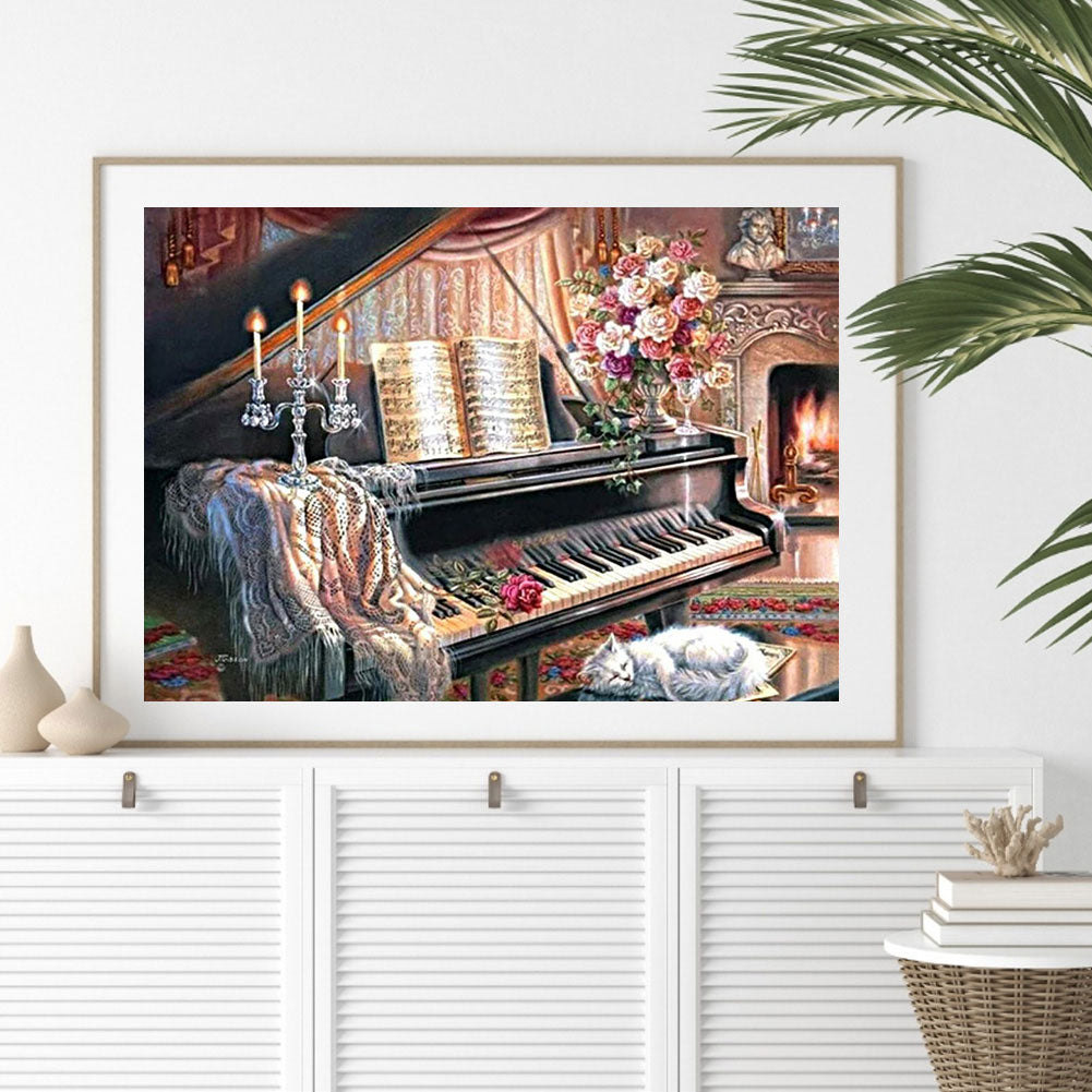 Piano 60*50CM(Canvas) Full Round Drill Diamond Painting