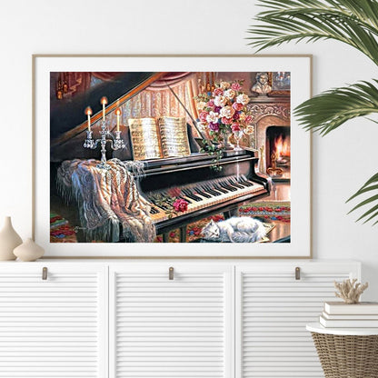 Piano 60*50CM(Canvas) Full Round Drill Diamond Painting