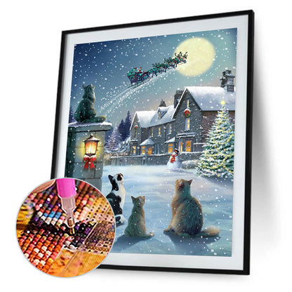 Cats At Christmas - Full Round Drill Diamond Painting 30*40CM