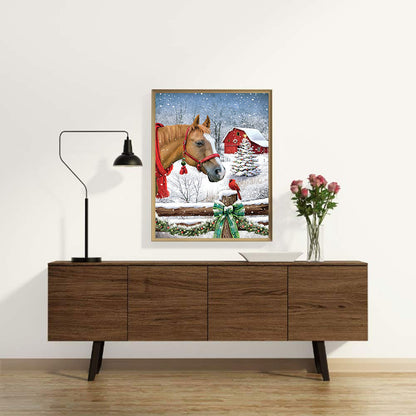 Christmas Horse - Full Round Drill Diamond Painting 30*40CM