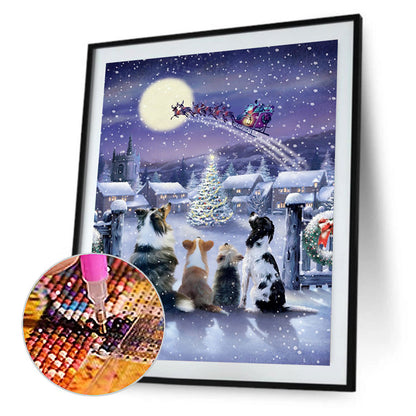 Christmas Cats And Dogs - Full Round Drill Diamond Painting 30*40CM