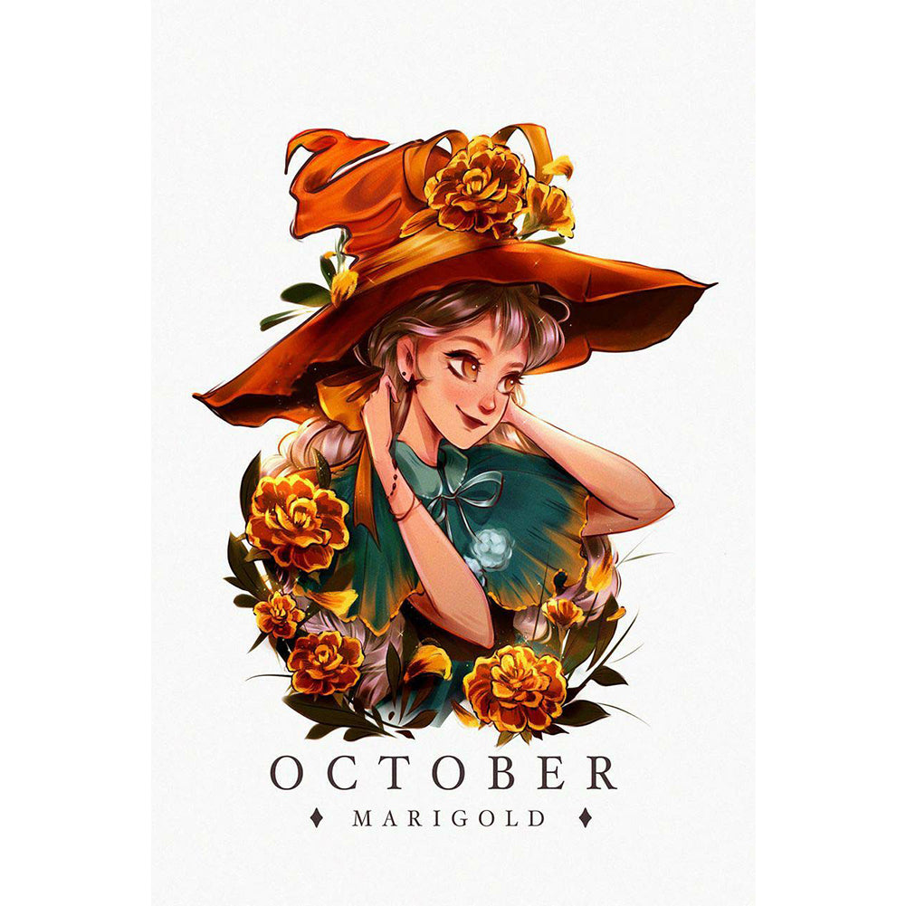 Color Flower Girl - Full Round Drill Diamond Painting 40*60CM