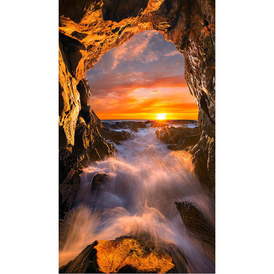 Sunset Waterfall - Full Round Drill Diamond Painting 40*70CM