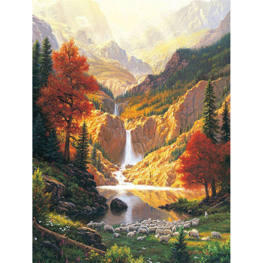 Mountain Stream - Full Round Drill Diamond Painting 50*60CM