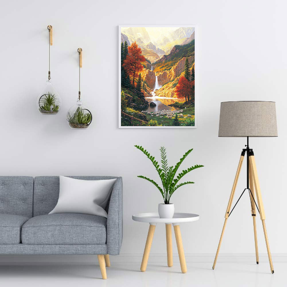 Mountain Stream - Full Round Drill Diamond Painting 50*60CM