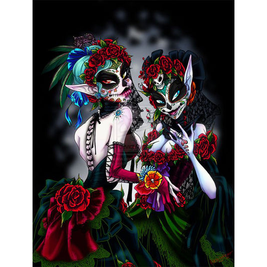 Skeleton Woman - Full Round Drill Diamond Painting 30*40CM