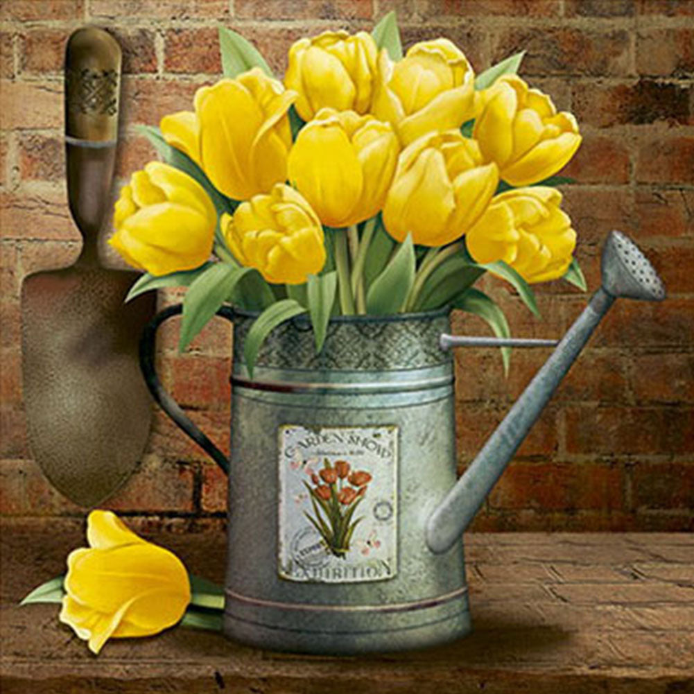 Bouquet Of Yellow Tulips - Full Round Drill Diamond Painting 30*30CM
