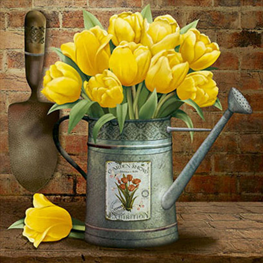 Bouquet Of Yellow Tulips - Full Round Drill Diamond Painting 30*30CM