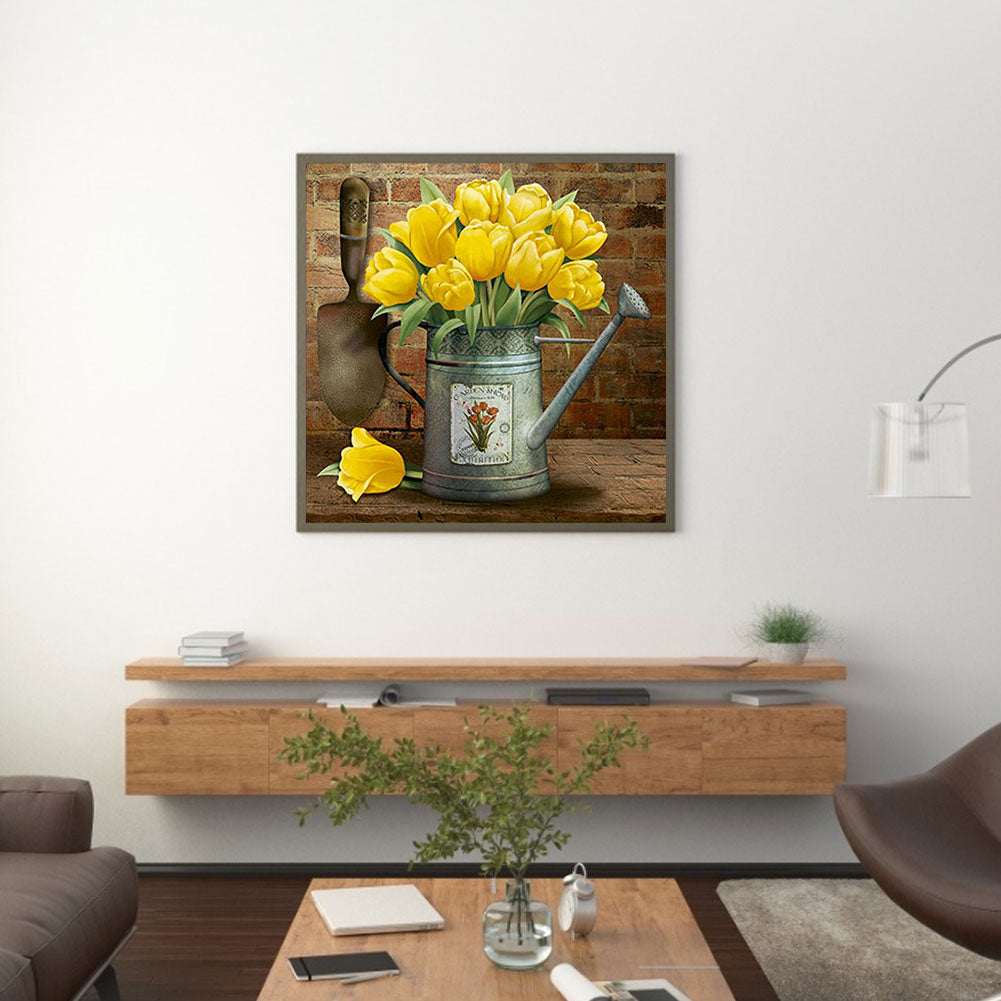 Bouquet Of Yellow Tulips - Full Round Drill Diamond Painting 30*30CM