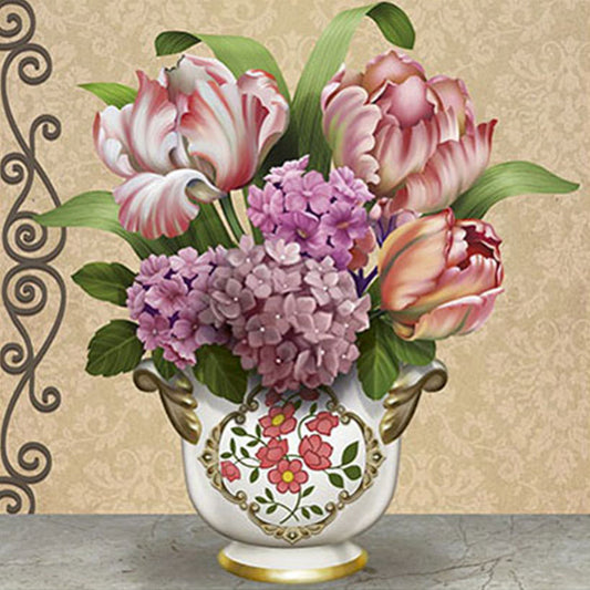 Tulip Hydrangea Bouquet - Full Round Drill Diamond Painting 30*30CM