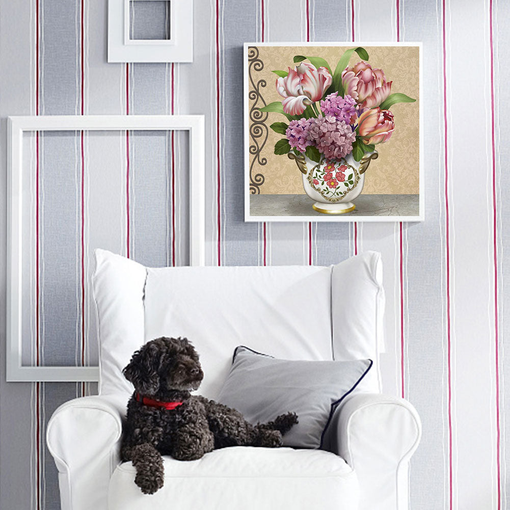 Tulip Hydrangea Bouquet - Full Round Drill Diamond Painting 30*30CM