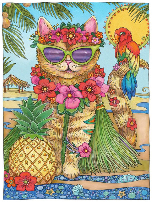 Summer Beach Cat - Full Round Drill Diamond Painting 50*70CM