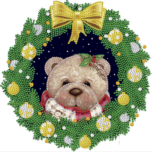 Christmas Cartoon Bear 30*30CM(Canvas) Special Shaped Drill Diamond Paiting