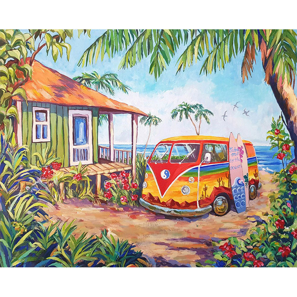 Beach Bus - Full Square Drill Diamond Painting 40*30CM