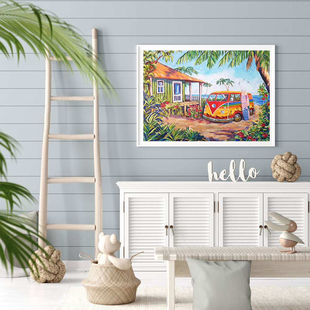 Beach Bus - Full Square Drill Diamond Painting 40*30CM