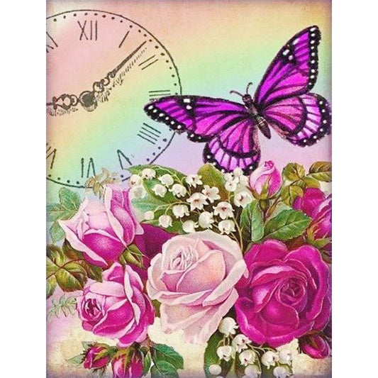 Rose Butterfly - Full Round Drill Diamond Painting 30*40CM