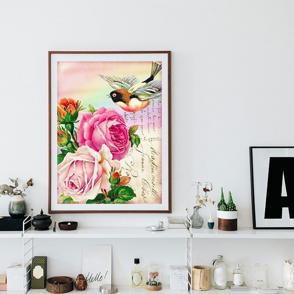 Rose Bird - Full Round Drill Diamond Painting 30*40CM