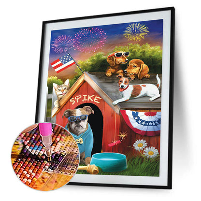 Party Of Puppies - Full Round Drill Diamond Painting 50*60CM