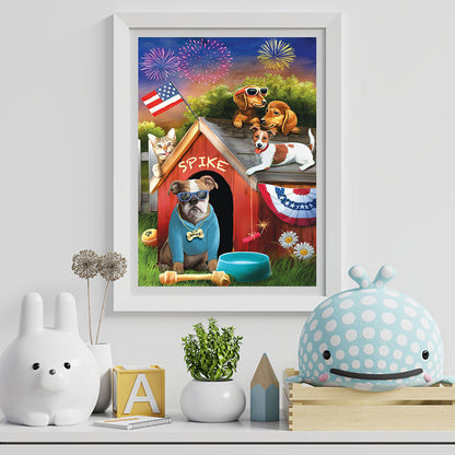 Party Of Puppies - Full Round Drill Diamond Painting 50*60CM