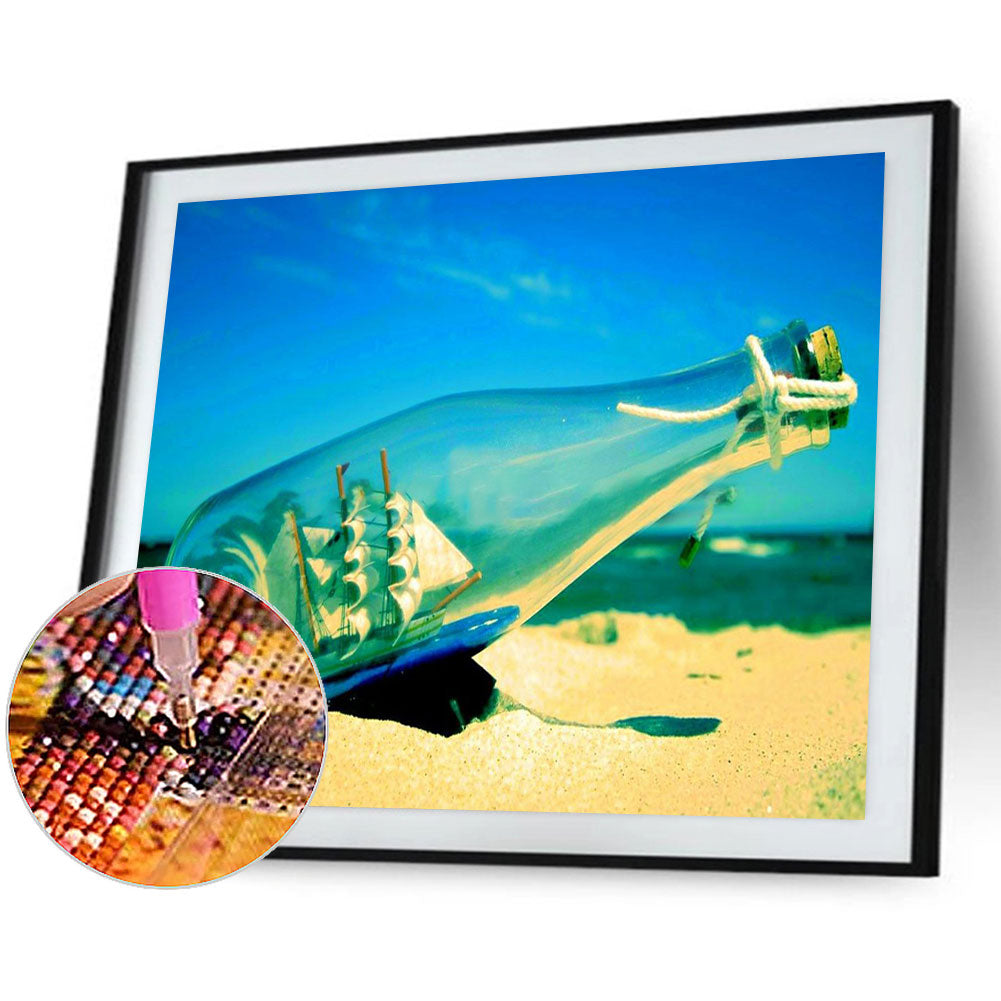 Beach Bottle - Full Round Drill Diamond Painting 40*30CM