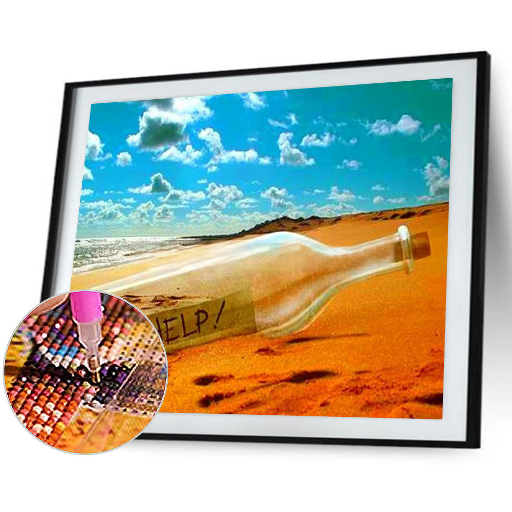 Beach Bottle - Full Round Drill Diamond Painting 40*30CM