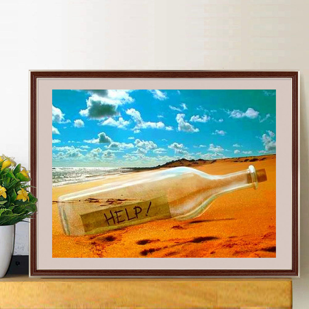 Beach Bottle - Full Round Drill Diamond Painting 40*30CM