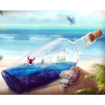 Beach Bottle - Full Round Drill Diamond Painting 40*30CM