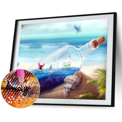 Beach Bottle - Full Round Drill Diamond Painting 40*30CM