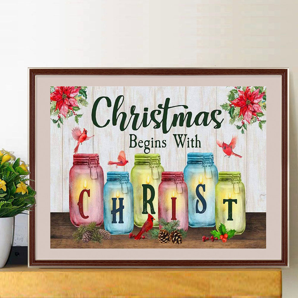 Christmas Atmosphere Poster Painting - Full Round Drill Diamond Painting 40*30CM