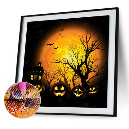 Halloween Pumpkin Silhouette - Full Round Drill Diamond Painting 40*40CM