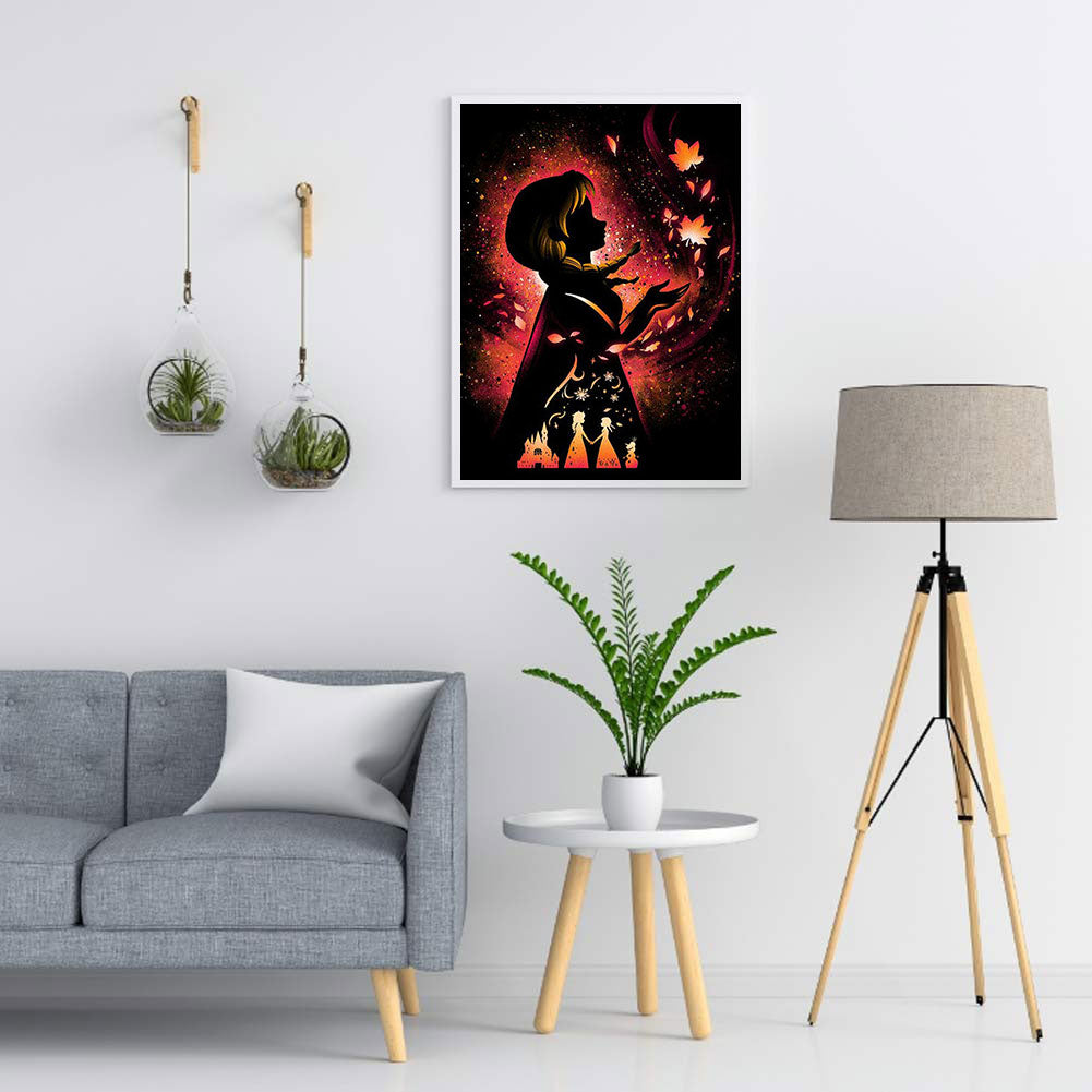 Princess Cartoon Silhouette - Full Round Drill Diamond Painting 50*60CM