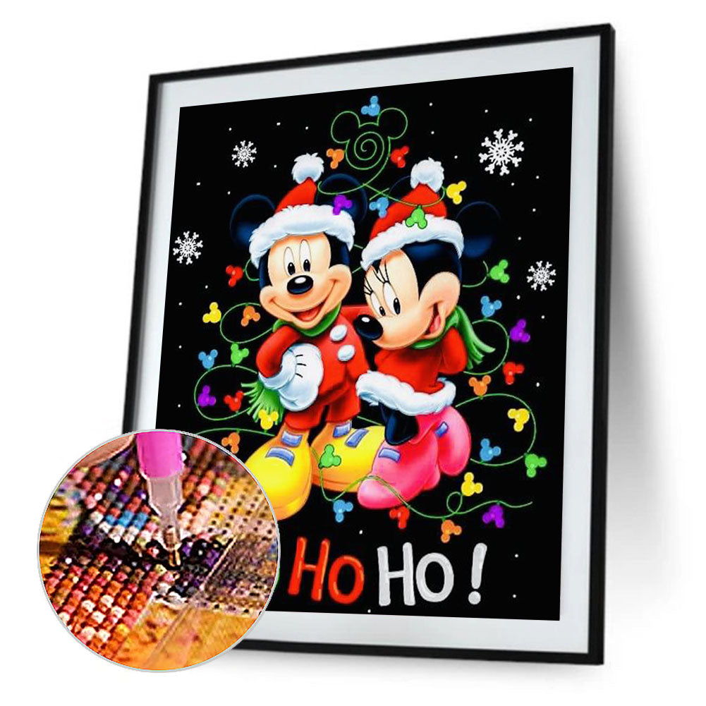 Christmas Disney Mickey And Minnie Mouse - Full Round Drill Diamond Painting 30*40CM