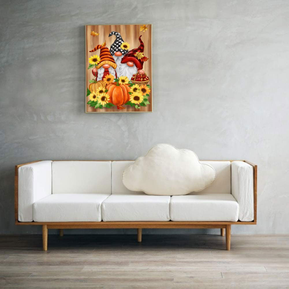 Fall Pumpkin Sunflower Goblin 30*40CM(Canvas) Full Round Drill Diamond Painting