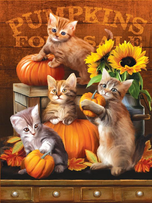 Halloween Pumpkin Cat 30*40CM(Canvas) Full Round Drill Diamond Painting