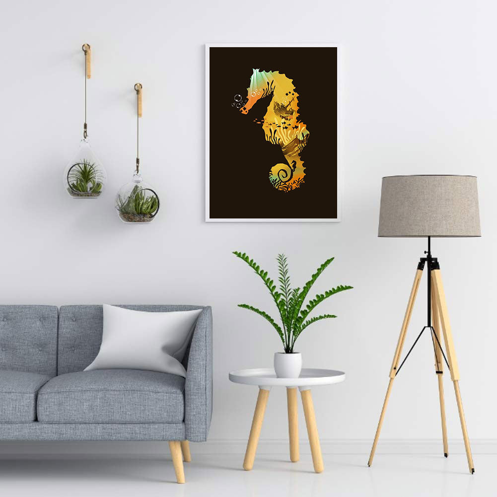 Abstract Seahorse Silhouette - Full Round Drill Diamond Painting 30*40CM