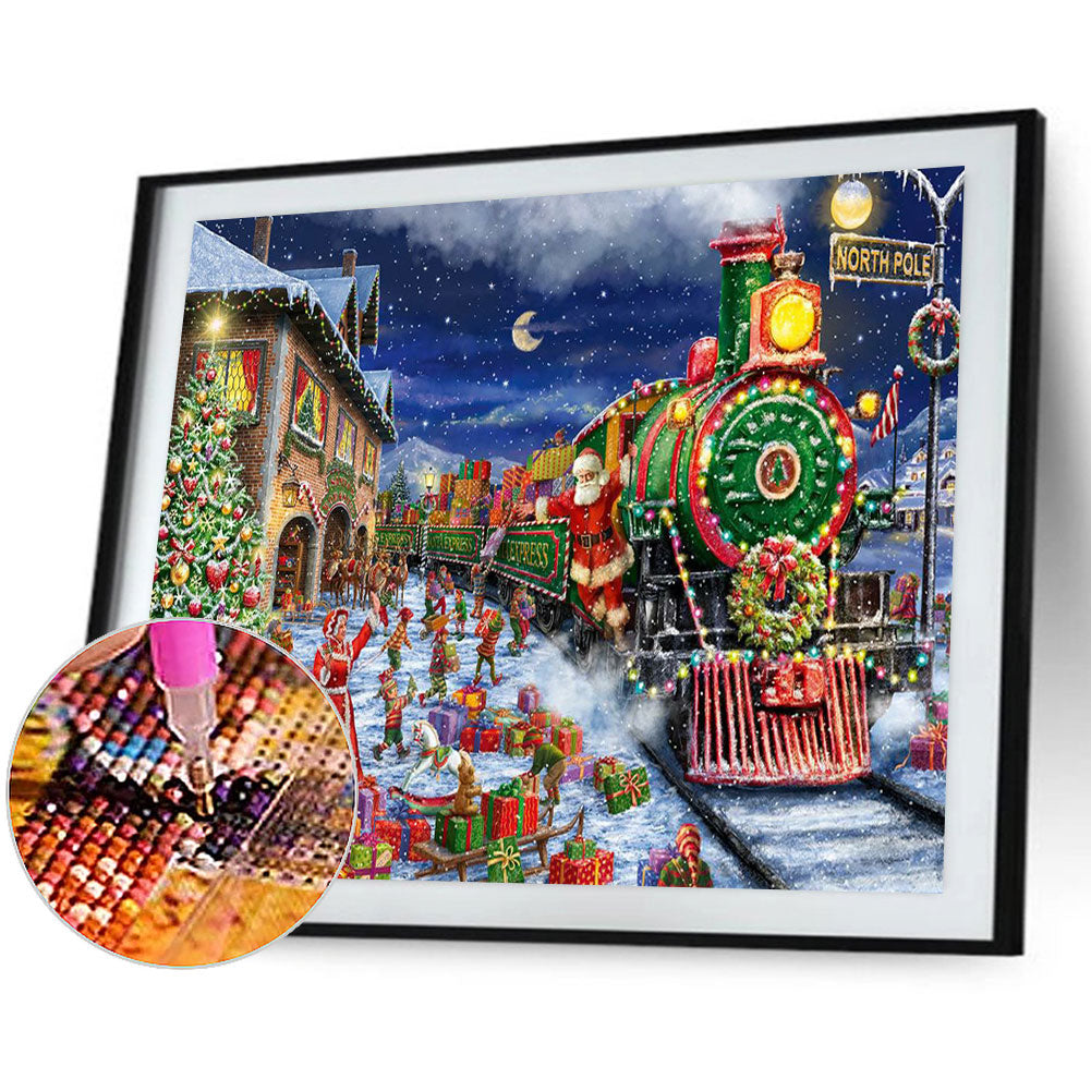 Christmas Red Steam Locomotive - Full Round Drill Diamond Painting 60*50CM