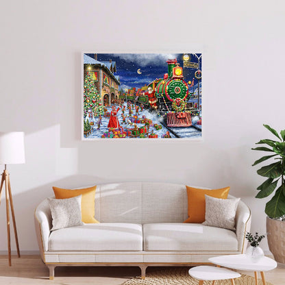 Christmas Red Steam Locomotive - Full Round Drill Diamond Painting 60*50CM