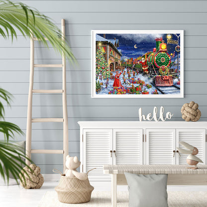 Christmas Red Steam Locomotive - Full Round Drill Diamond Painting 60*50CM